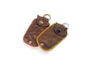 Leather Keychain isolated on White Background