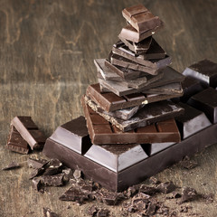 Stack of various chocolate
