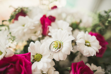 Wedding perfect bridal bouquet of different flowers