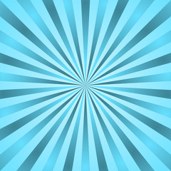 Blue rays poster. Popular ray star burst background television vintage. Dark-blue and light-blue abstract texture with sunburst, flare, beam. Retro art design. Glow bright pattern. Vector Illustration