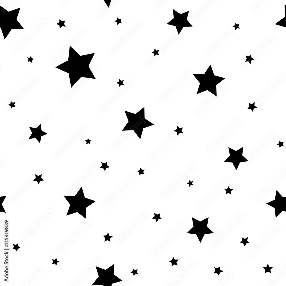 Canvas Prints star seamless pattern. black and white retro background. chaotic elements. abstract geometric shape 