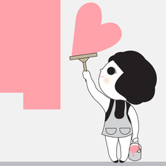 Paint My Heart Out Valentine Card Character illustration