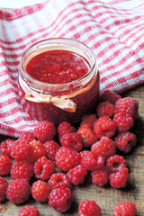 Jam with raspberries
