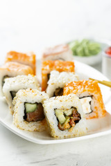 Assorted sushi and rolls