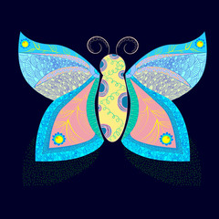 Graphic butterfly from colorful items