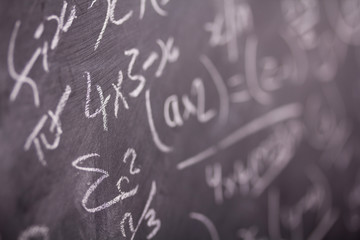 Close up of blackboard with maths equations