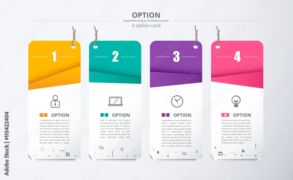 Poster infographic label with 4 color and icon. included sample text. vector stock