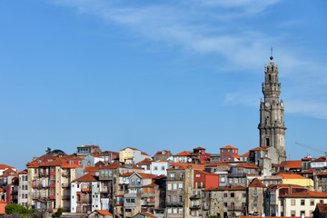 Clerigos Church Tower and Houses in Porto, Portugal