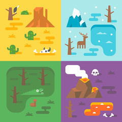 Flat design climate season set