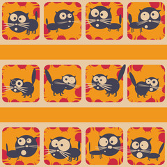 Set of funny cats. Abstract shooting gallery. Vector