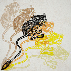 Vector Illustrated Jerboa in engraved technic on old paper