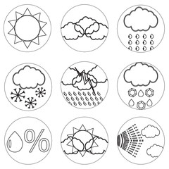 Weather icons set line for mobile applications