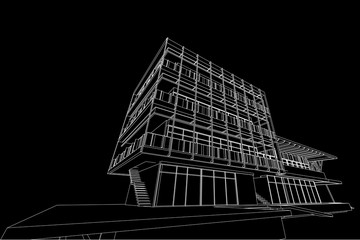 architecture abstract, 3d illustration, building structure