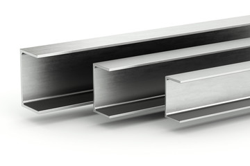 Steel channel beam on a white background