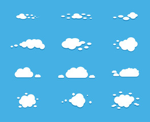 Set of blue sky, clouds. Cloud icon. Collection of  cloud vector icon.