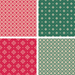 set of seamless christmas patterns in vintage style