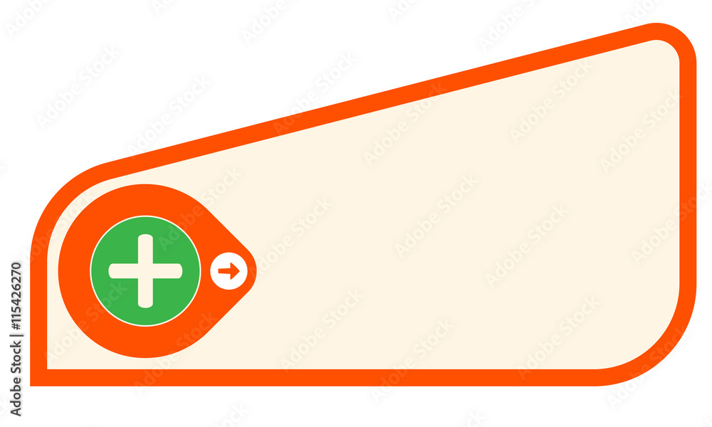 Poster colored text frame for your text and plus symbol