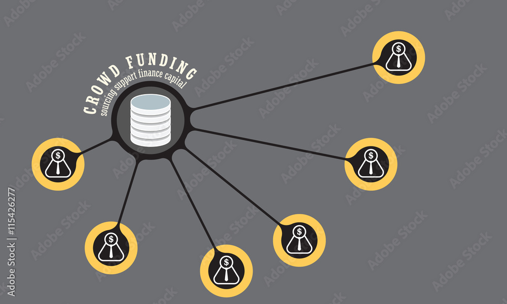 Poster vector circular object with theme of crowd funding