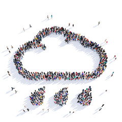 people cloud rain weather shape icon 3d