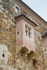 Ljubljana, Slovenia - May 15, 2016. Part of the Ljubljana castle facade wall with windows in it.