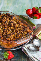 Rhubarb and strawberry crumble