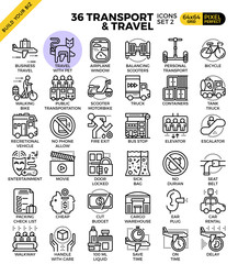 Transport logistic & Travel outline icons