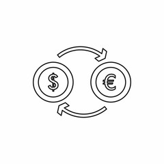 Euro dollar euro exchange icon in outline style isolated vector illustration