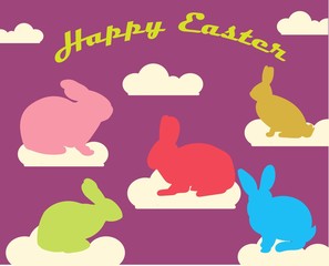 набор ярких пасхальных зайцев