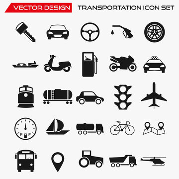 Transportation icon set, vector transport symbols