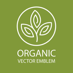 Vector abstract organic emblem, outline monogram, flower symbol, printing, stamp