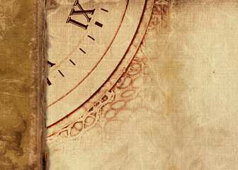 Old vintage album with paper postcards