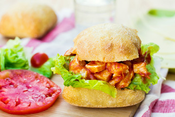 Original chicken sandwich burger with tomato sauce