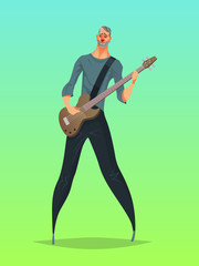 Guitar bass player, Vector illustration.