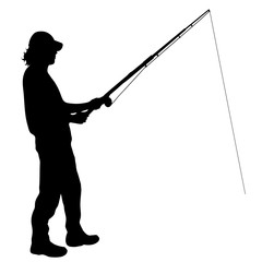 Vector silhouette of fisherman.