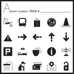 Airport Element Graph  Icon Set 4.Mono pack.