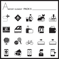 Airport Element Graph Icon Set 5.Mono pack.