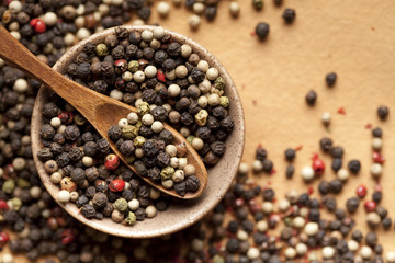 Grains of pepper in a bowl