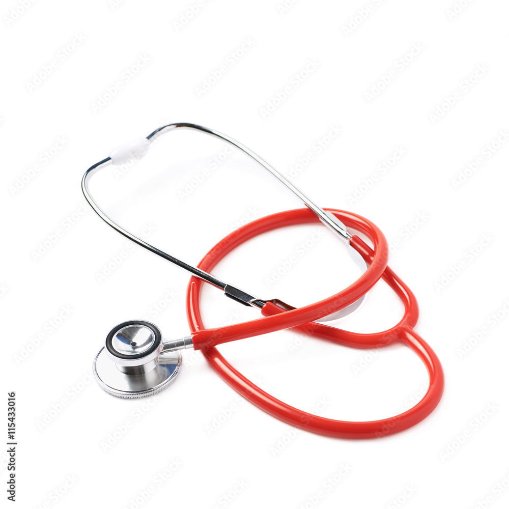 Wall mural red medical stethoscope isolated