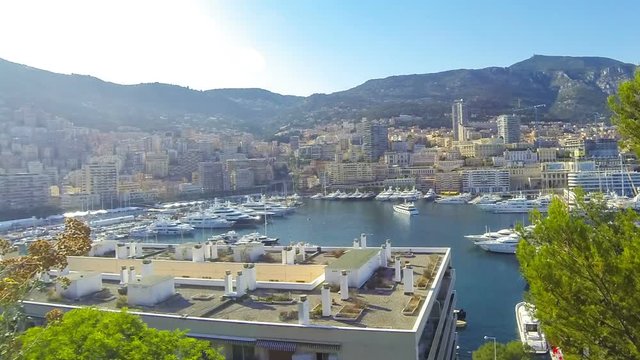 Luxury yachts in harbor of Monte Carlo, Monaco (Time Lapse)