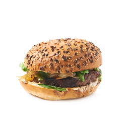 Handmade hamburger isolated