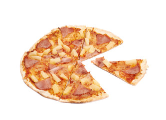 Hawaiian pizza composition isolated