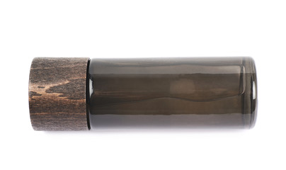 Black glass bottle vial isolated