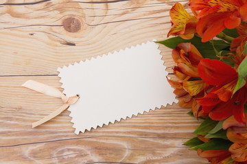 Obraz premium Black Gift Tag with Flowers