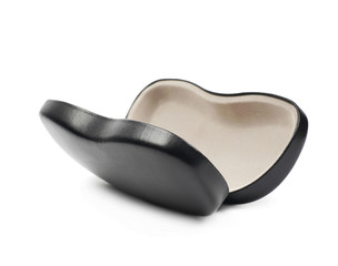 Black leather case for glasses isolated