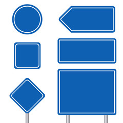Blank multiple size of transportation sign set with pole