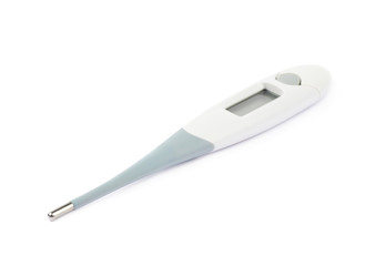 Digital plastic thermometer isolated