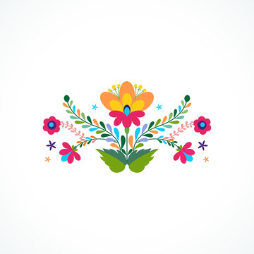 Mexico flowers ornament. Vector illustration.