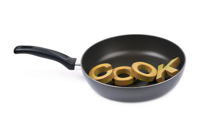 Word in a cooking pan isolated