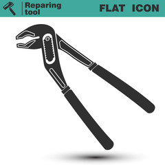 Adjustable pliers vector flat icon. Construction working tool item.
