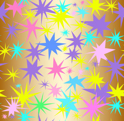 Abstract vector seamless pattern with sparkles and color splashes. Decorative endless texture